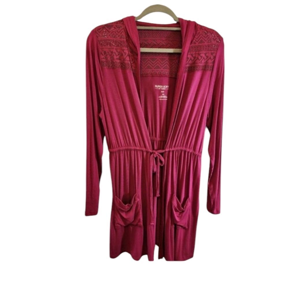 TORRID SUPER SOFT CARDIGAN HOODED FRONT TIE WAIST SUPER VERSATILE SIZE 00